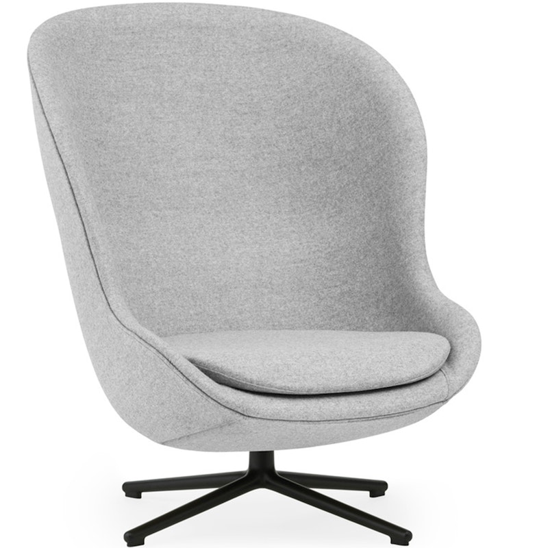 Hyg Armchair High With Swivel Base, Grey / Black Aluminium