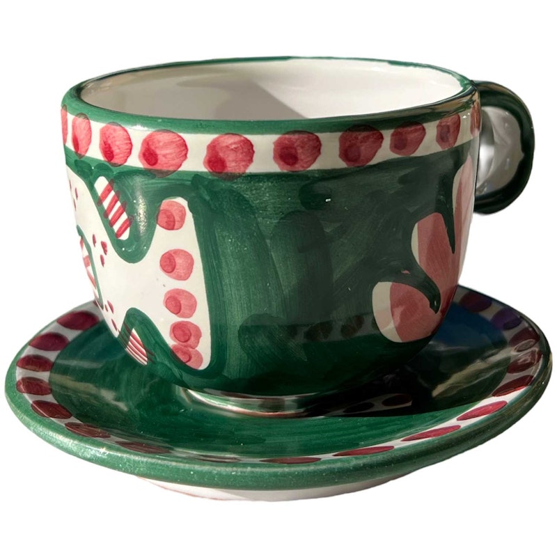 Amalfi Cappuccino Cup With Saucer, Green