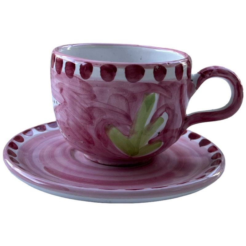 Amalfi Cappuccino Cup With Saucer, Pink