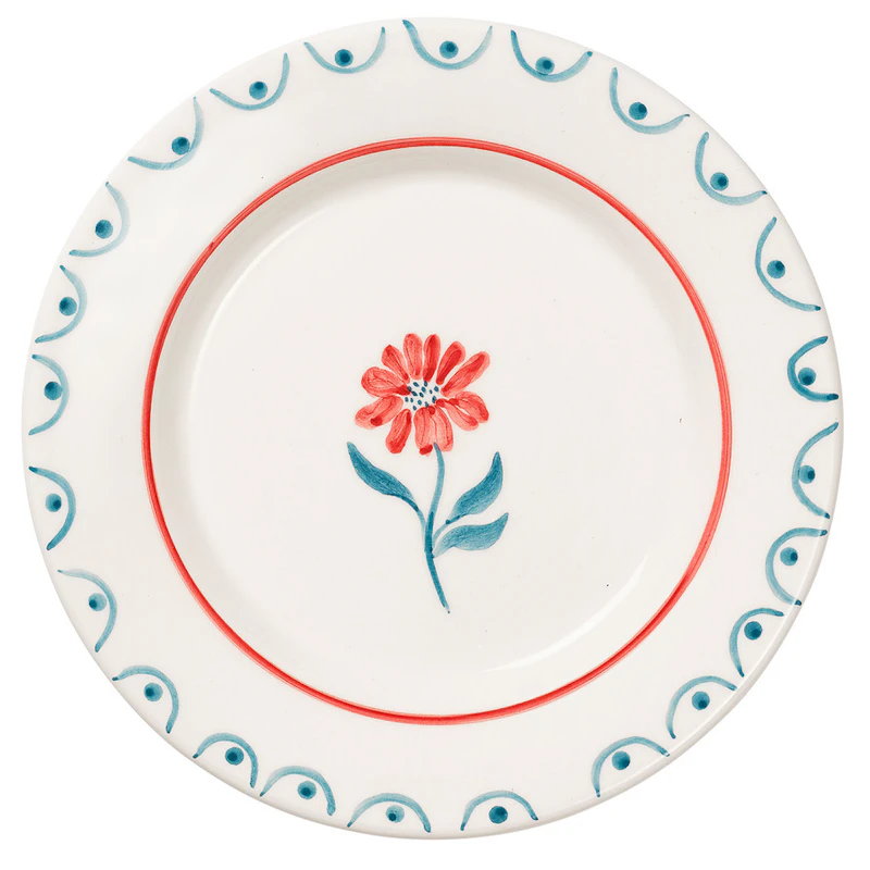 Cottage Flower Side Plate 22 cm, Teal