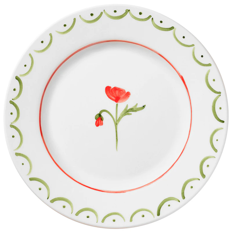 Cottage Flower Side Plate 22 cm, Red