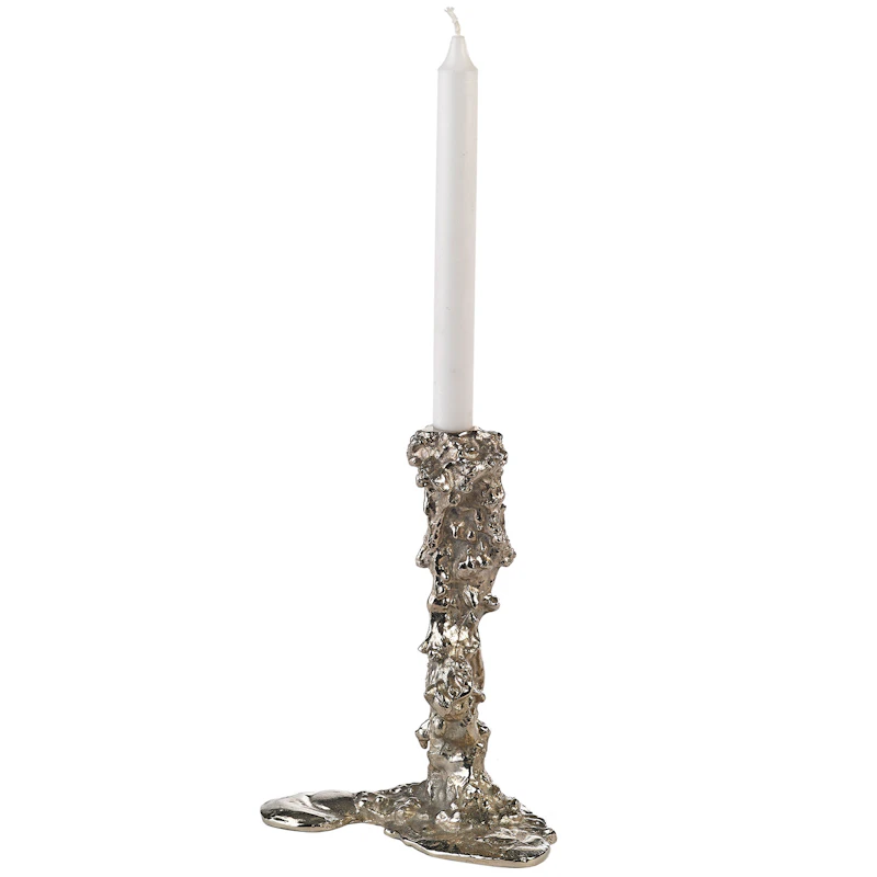 Drip Candle Holder 25 cm, Silver