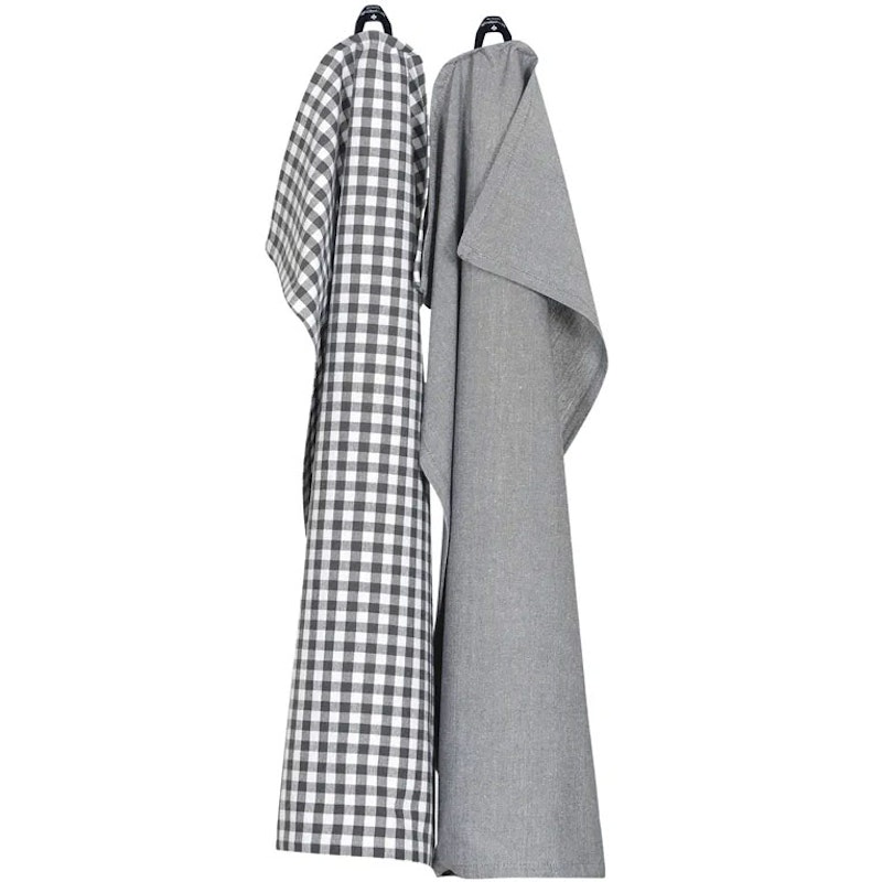 Bella Kitchen Towel 50x70 cm 2-pack, Dark Grey / White