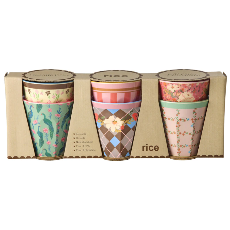 Melamine Cups 6-pack, All You Need is Love and...Prints