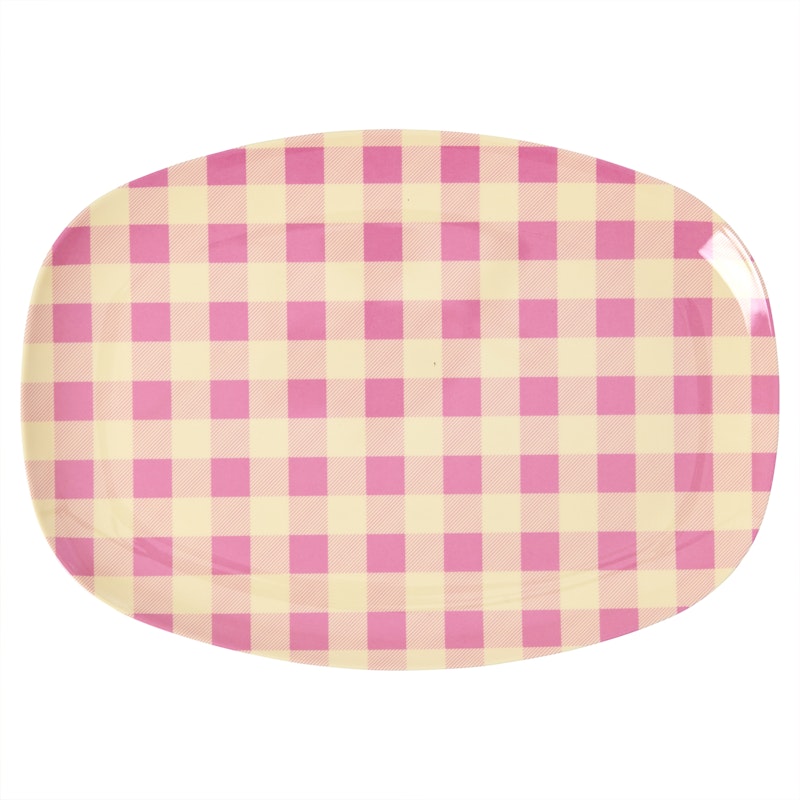 Melamine Plate, Check Pink