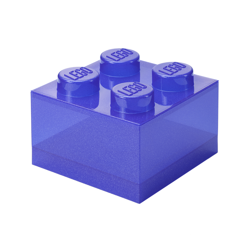 LEGO® Brick Storage Box Translucent 4 Knobs, Glitter Violet