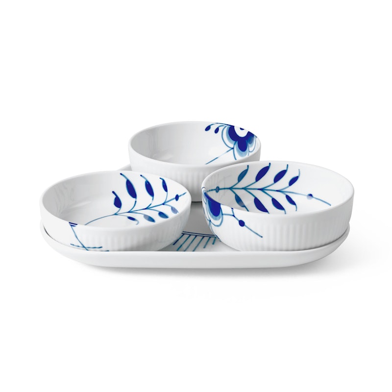 Blue Fluted Mega Serving Set, 4 Pieces