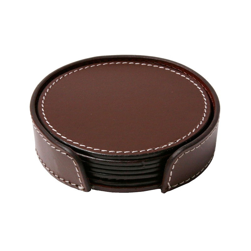 Coasters Round 6 Pcs, Brown