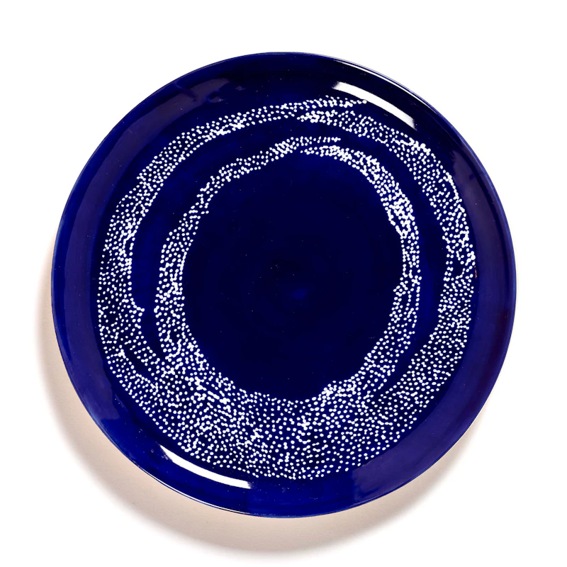 Feast Plate 26,5 cm, Dark Blue / White Dotted