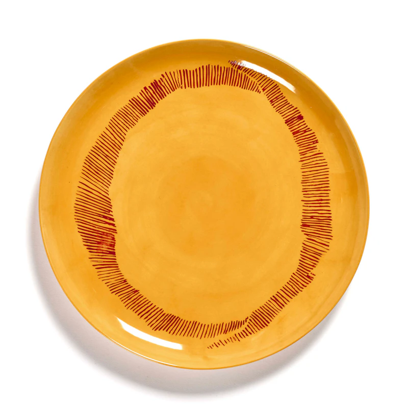 Feast Plate 26,5 cm, Yellow / Red Striped