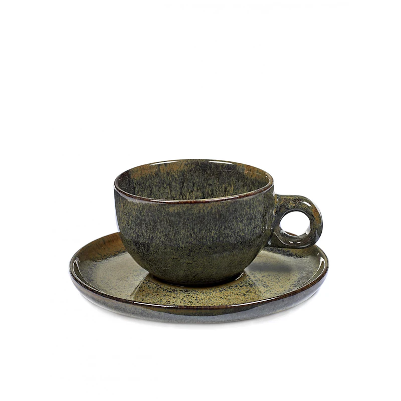 Surface Cappuccino Cup With Saucer, Indi Grey