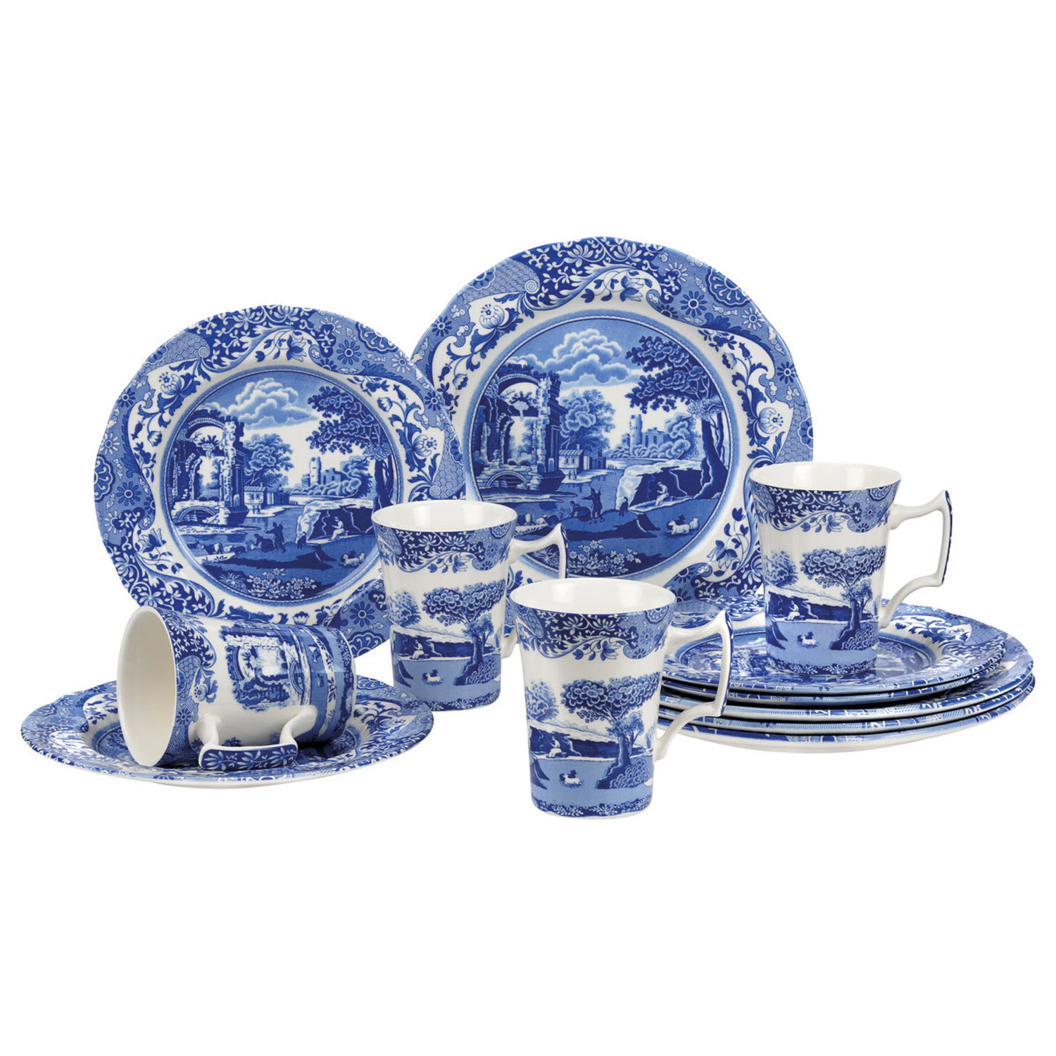 Spode ブルーイタリアンBlue Italian スクエアプレート 3枚 Blue Italian Dinnerware, 12 Pieces from Spode | RoyalDesign