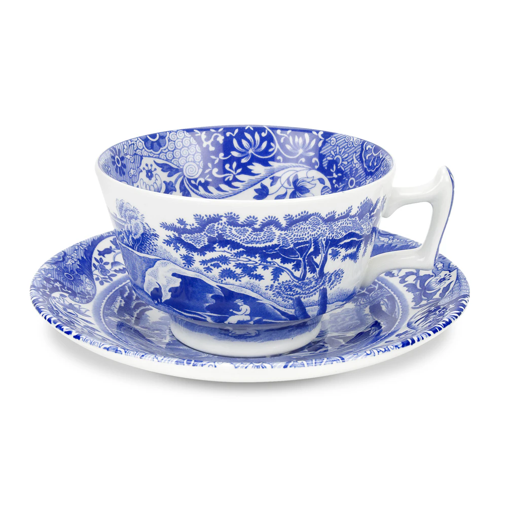 Blue Italian Teacup & Saucer