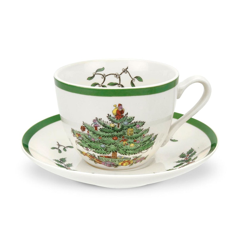 Christmas Tree Tea Cup With Saucer, 20 cl