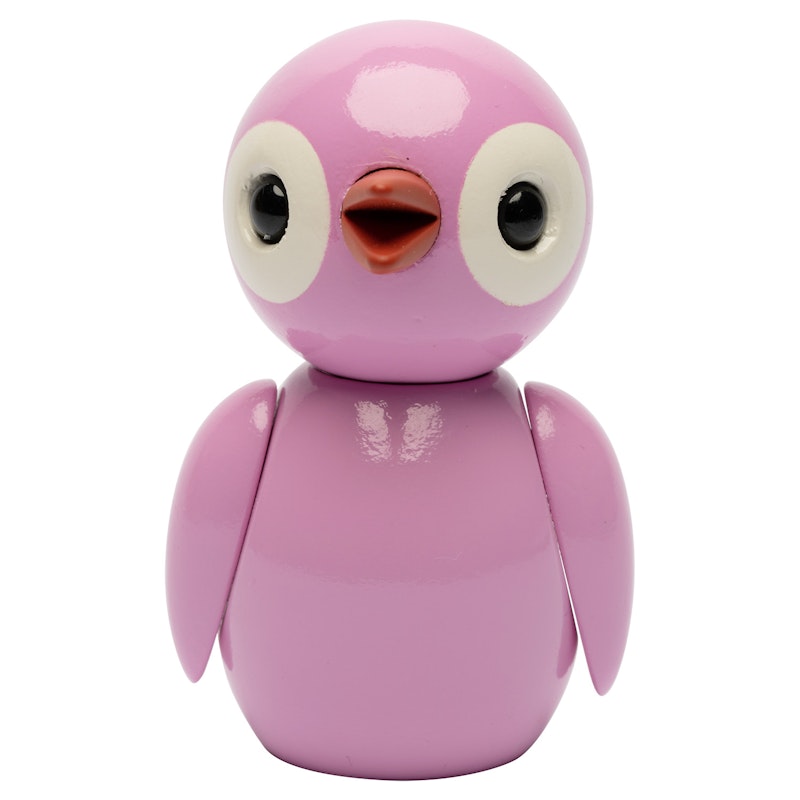 Grateful Spring Bird Wooden Figurine 6.5 cm, Pink