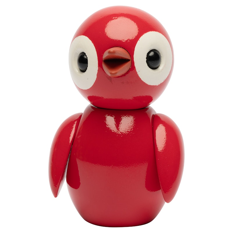 Grateful Spring Bird Wooden Figurine 6.5 cm, Red