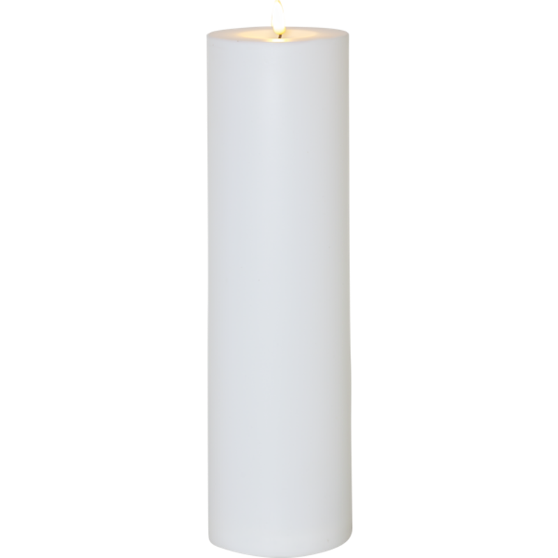 Flamme Pillar Candle LED Outdoor White, 37,5 cm