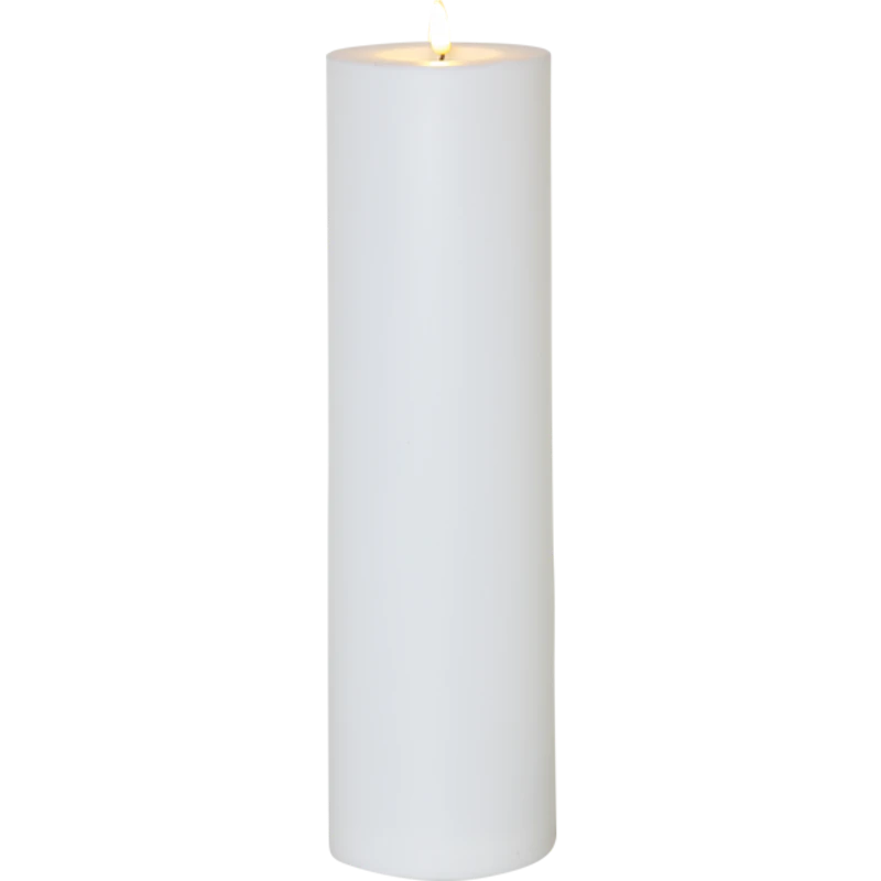 Flamme Pillar Candle LED Outdoor White, 37,5 cm