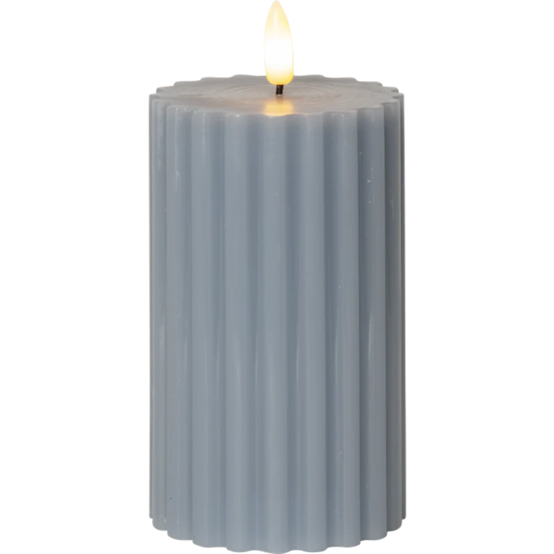 Flamme Stripe Pillar Candle LED 15 cm, Blue