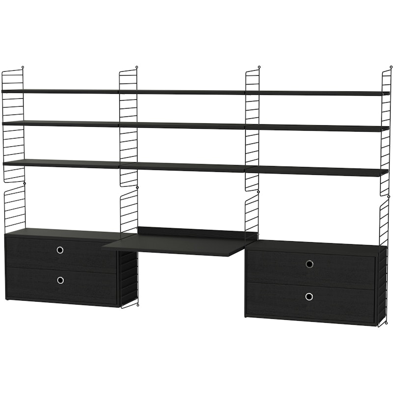String Shelf Combination F Workplace, Black
