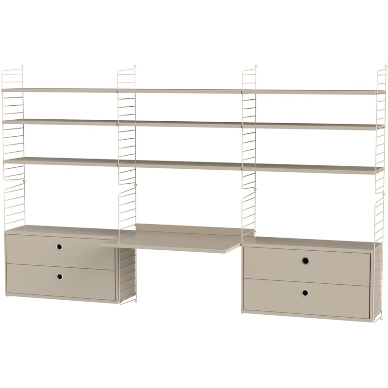 String Shelf Combination F Workplace, Beige