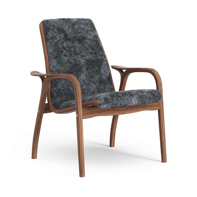Laminett Armchair Sheepskin, Lacquered Walnut / Charcoal