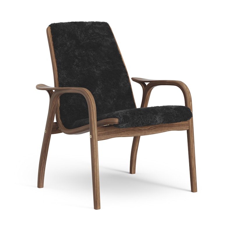 Laminett Armchair Sheepskin, Lacquered Walnut / Black