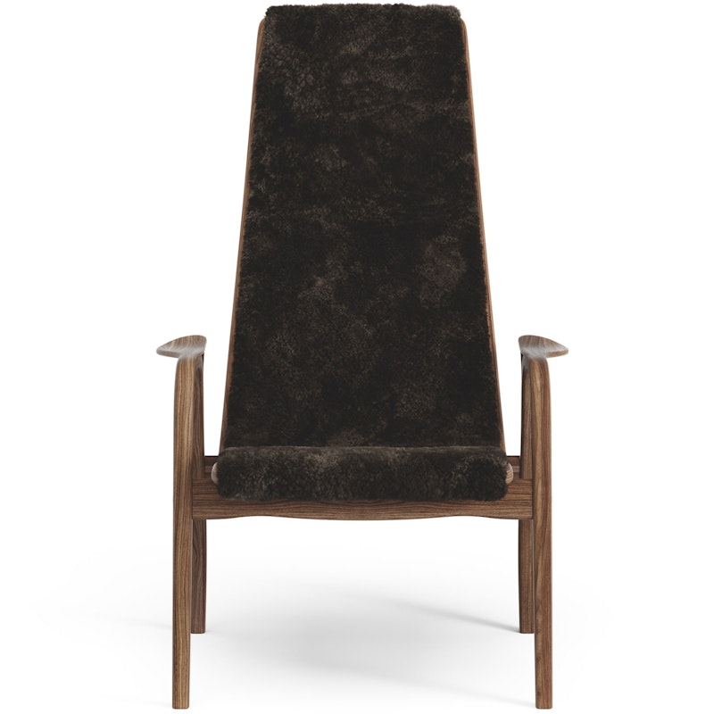 Lamino Armchair, Natural lacquered Walnut / Sheepskin Espresso