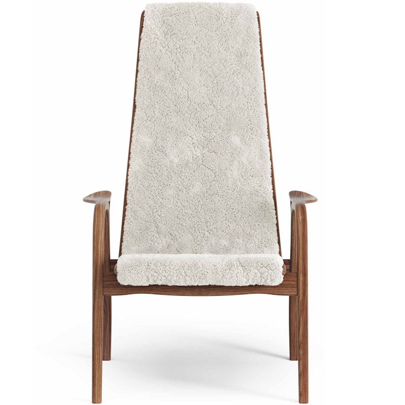 Lamino Armchair, Natural lacquered Walnut / Sheepskin Off-white