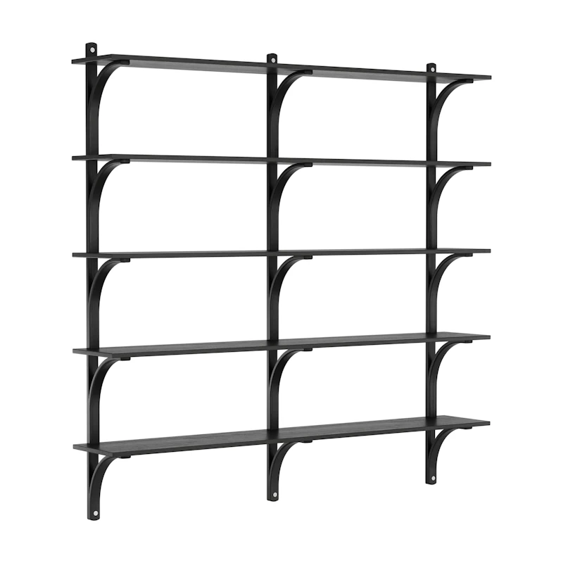 Levi Wall Shelf 180 cm Big, Aluminium / Black Stained Ash