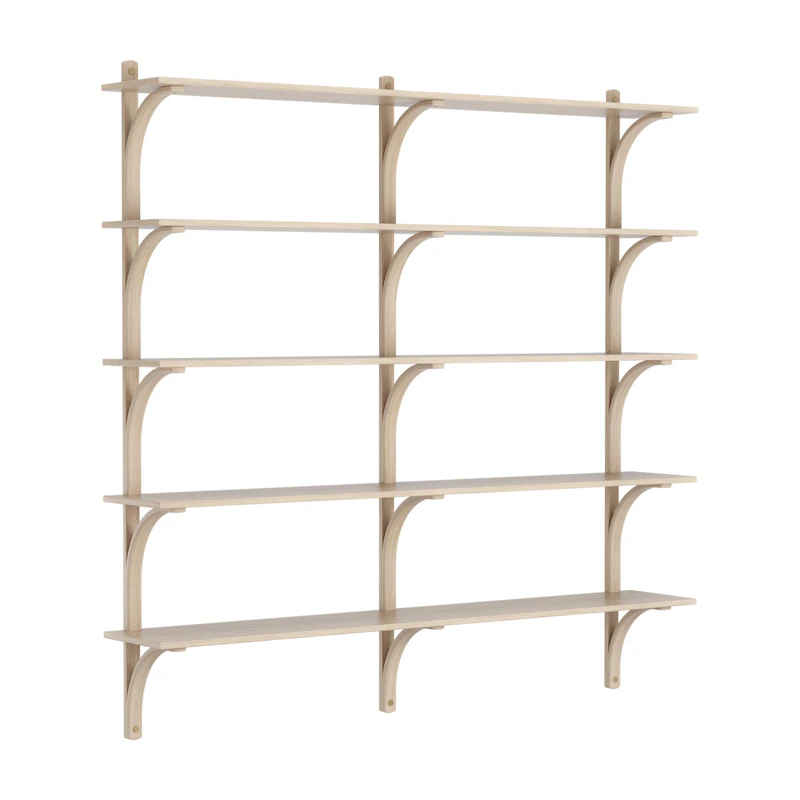 Levi Wall Shelf 180 cm Big, Brass / White Pigmented Oak