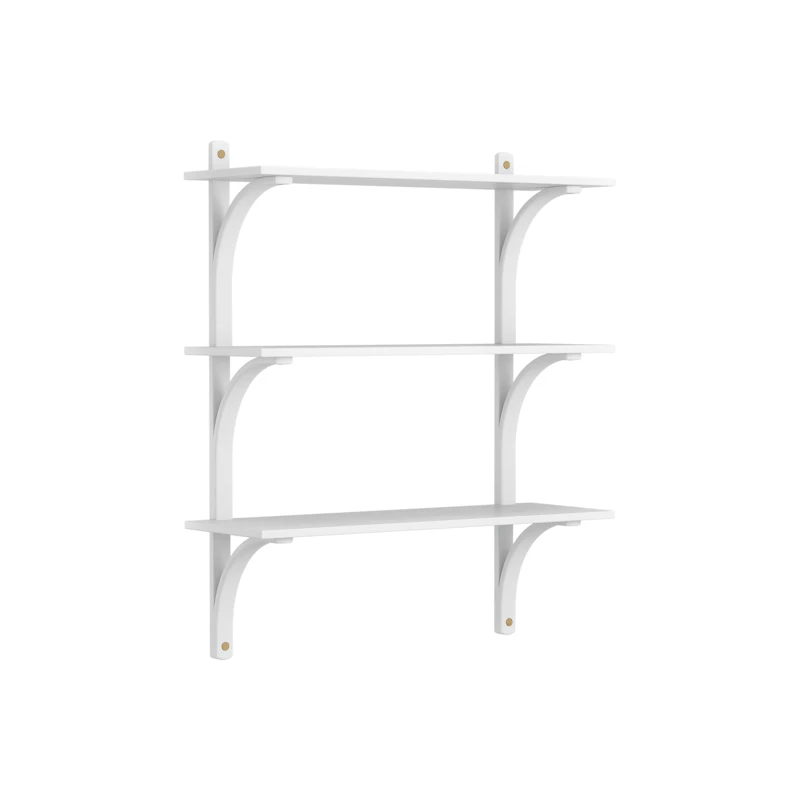 Levi Wall Shelf 90 cm Medium, Brass / White Stained Ash
