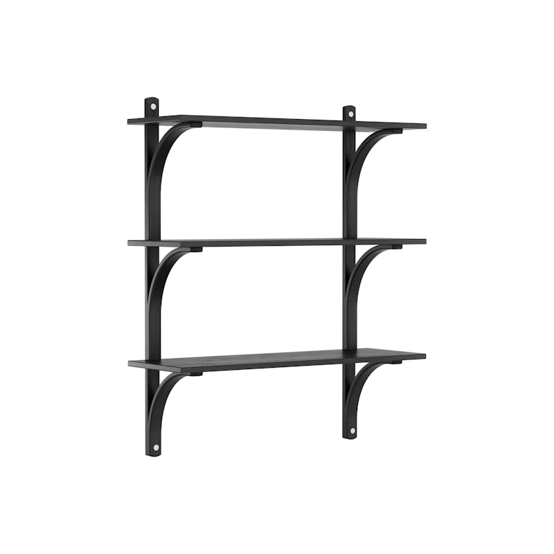 Levi Wall Shelf 90 cm Medium, Aluminium / Black Stained Ash