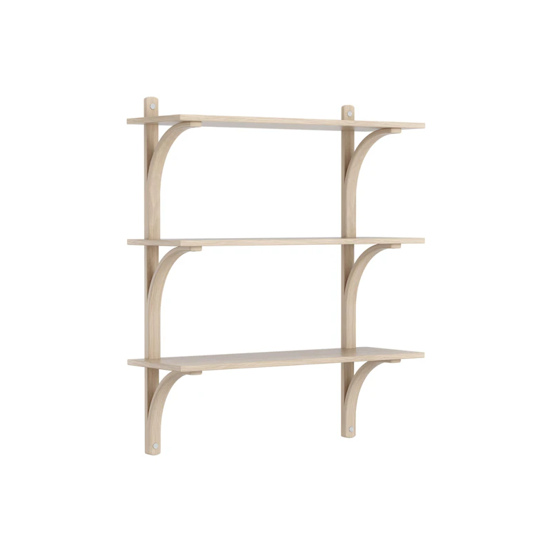 Levi Wall Shelf 90 cm Medium, Aluminium / White Pigmented Oak
