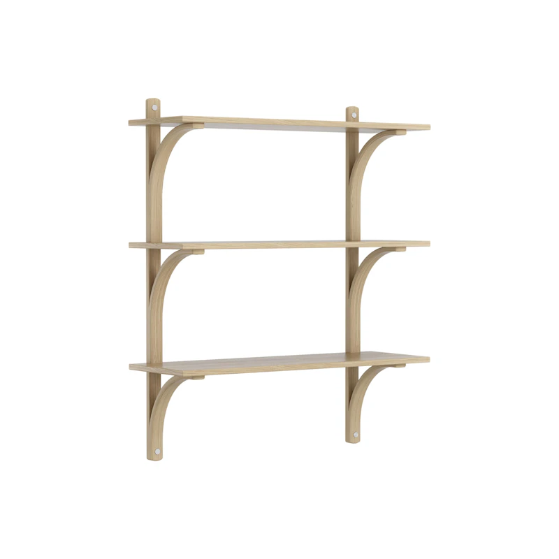 Levi Wall Shelf 90 cm Medium, Brass / White Pigmented Ash