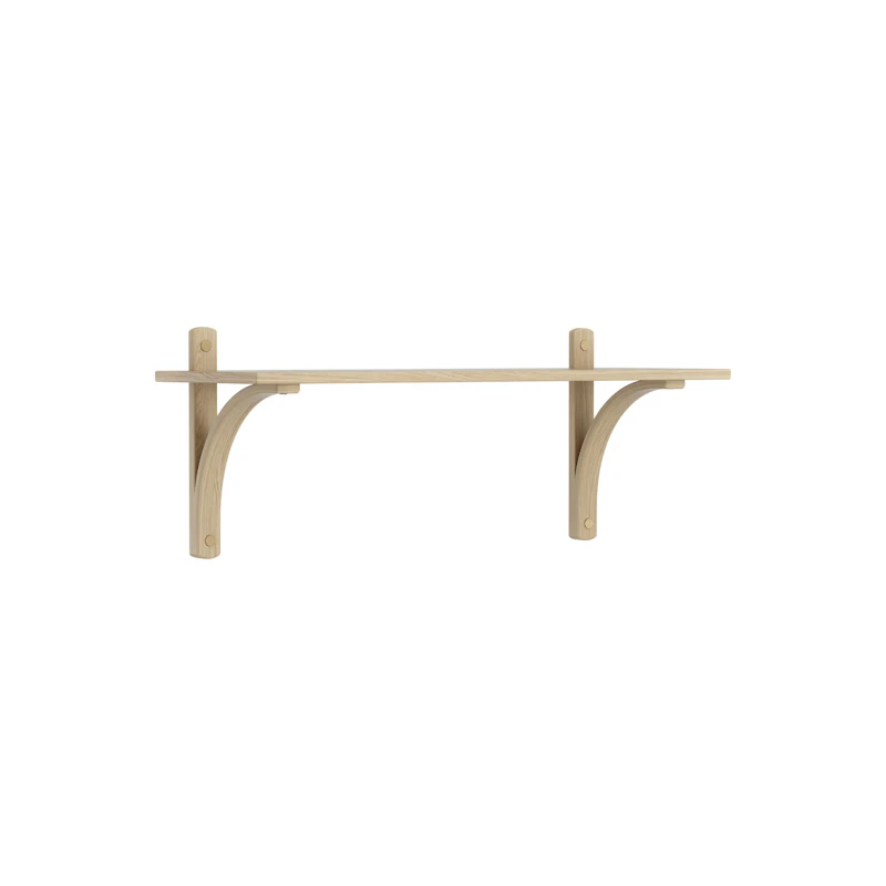 Levi Wall Shelf 90 cm Small, Brass / Naturlack Oak