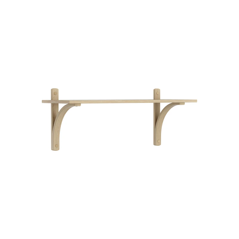 Levi Wall Shelf 90 cm Small, Aluminium / Naturlack Oak