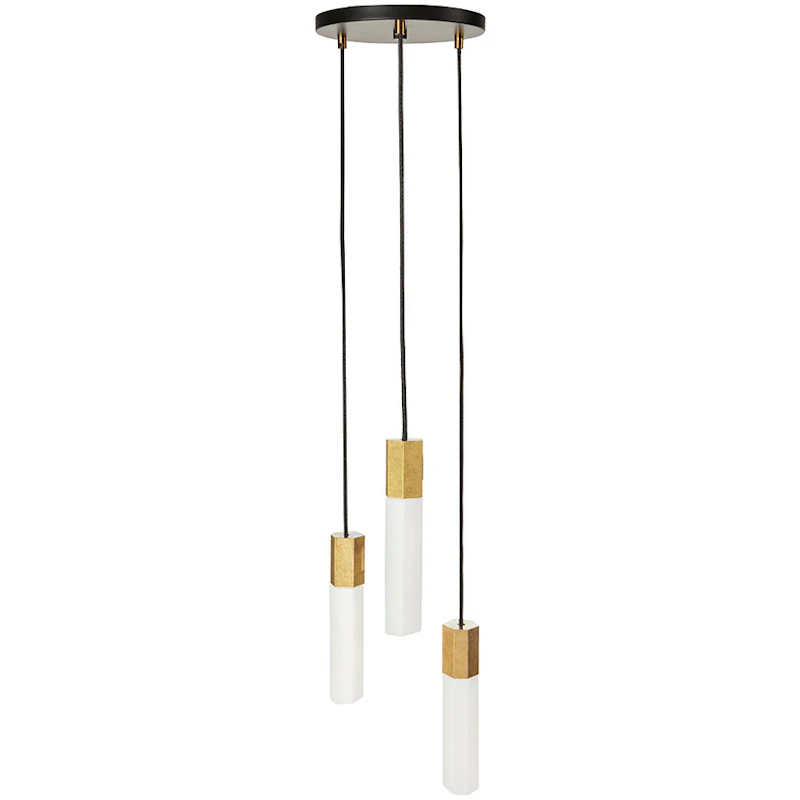 Basalt Triple Pendant, Brass