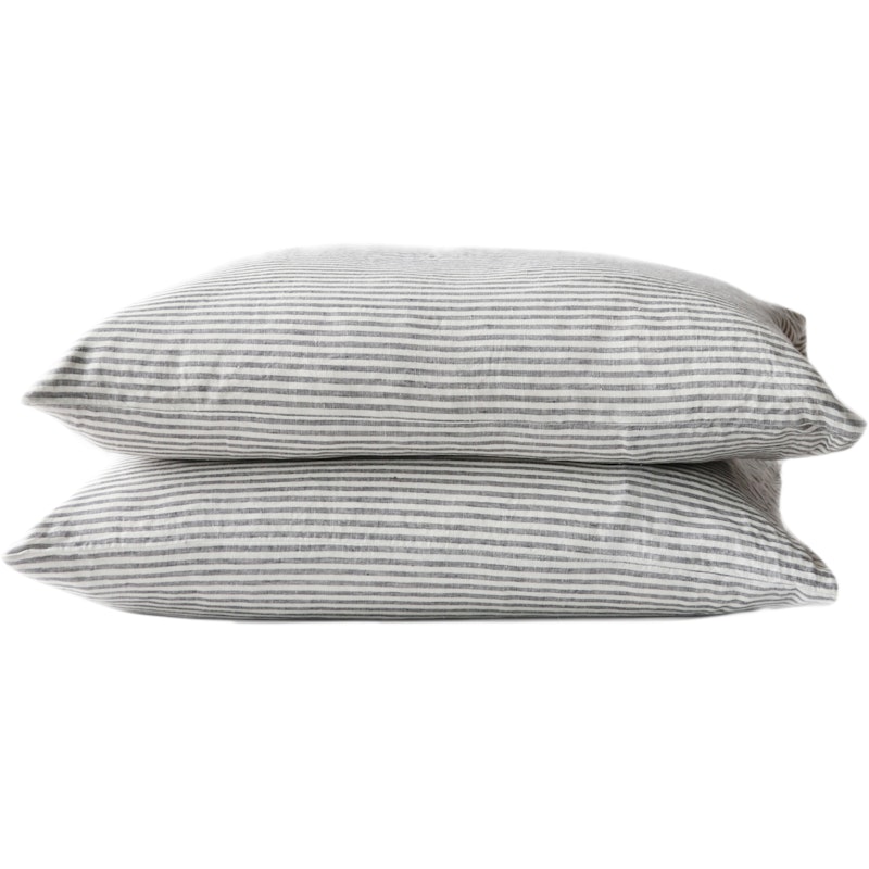 Linen Pillowcase 50x70 cm 2-pack, Grey / White