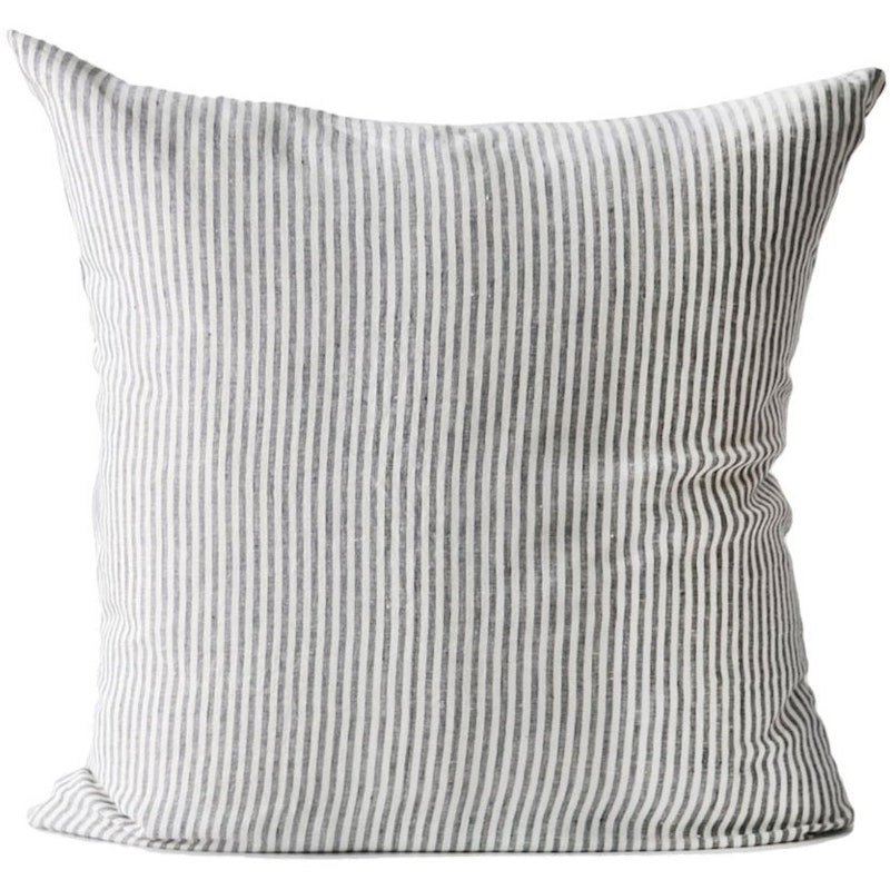 Linen Pillowcase 65x65 cm, Grey / White