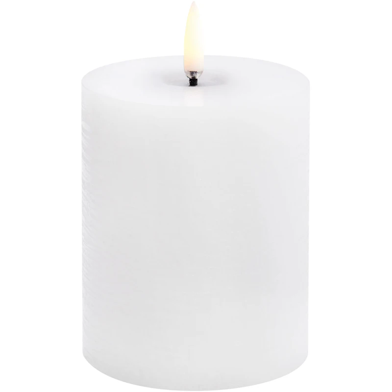 LED Pillar Candle Melted 7,8x10,1 cm, Nordic White