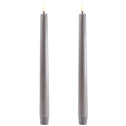 LED Taper Candle 2,3 x 25,5 cm, Grey from Uyuni | RoyalDesign