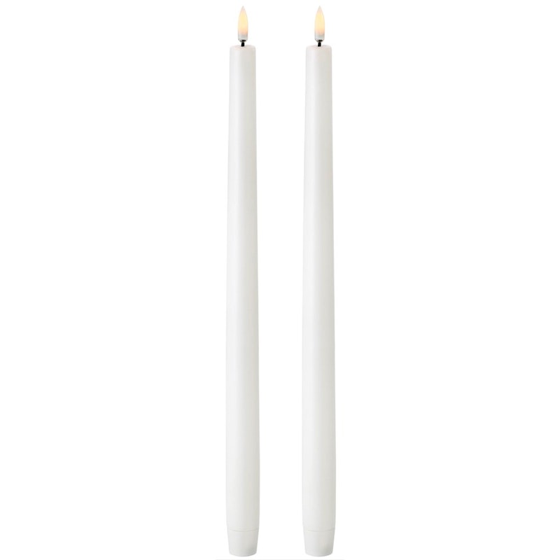 LED Taper Candle Nordic White 2-pack, 2,3x35 cm