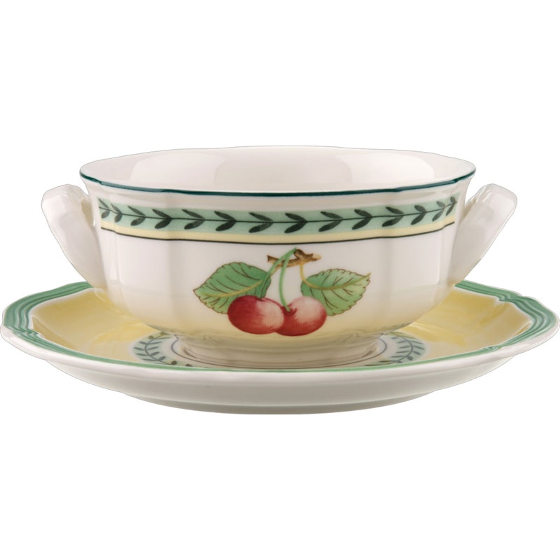 French Garden Fleurence Soup Cup With Saucer