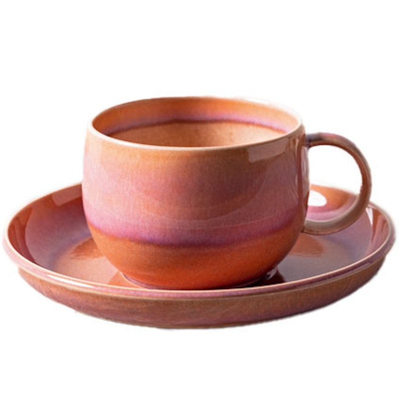 Perlemor Coral Coffee Cup With Saucer