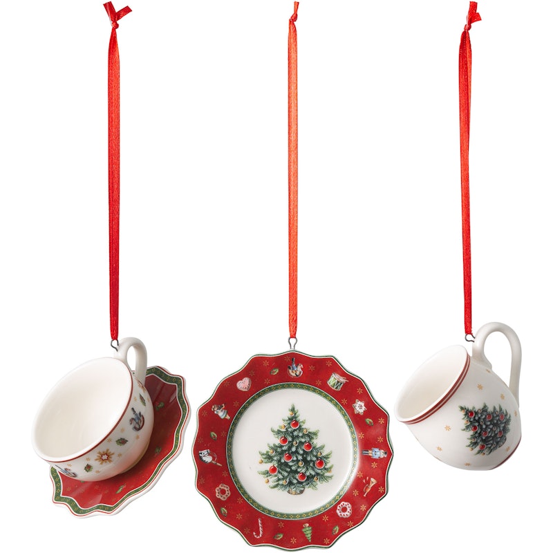 Toy's Delight Christmas Ornament 3-pack, Red