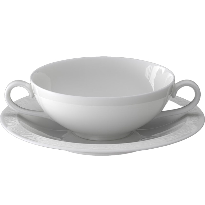 White Pearl Soup Cup With Saucer